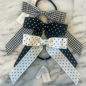 J. Crew set of three NWT Checkered and Polka Dot Hair Bow Trio